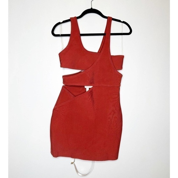 NWT House of CB Michi Rust Cut Out Mini Dress Women's Bodycon Size L - Picture 2 of 10